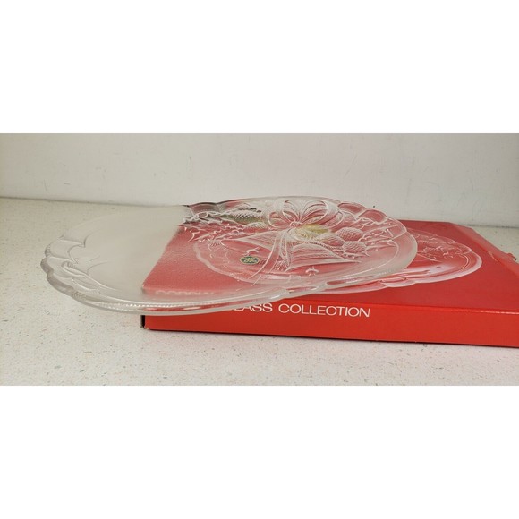 Japanese HOYA Crystal - Christmas Holiday Bells Oblong Plate/Dish, FBD1620 NEW - Picture 9 of 10